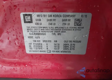 2014 Buick Encore Convenience z USA, uszkodzony, nr VIN KL4CJBSB9EB569245